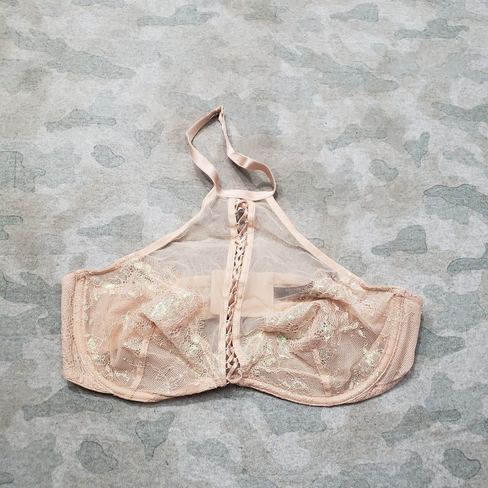 Victoria's Secret Halter Bra Womens Large‎ Beige Underwired